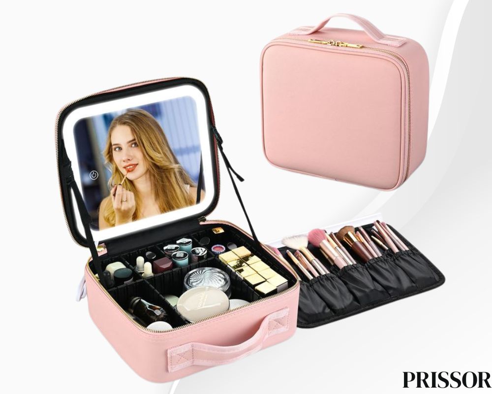 ORGANIZADOR DE MAQUILLAJE PORTATIL CON ESPEJO LED